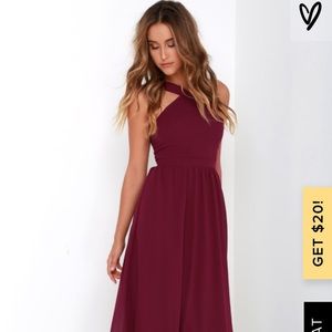 Lulus Air of Romance Burgundy Maxi Dress